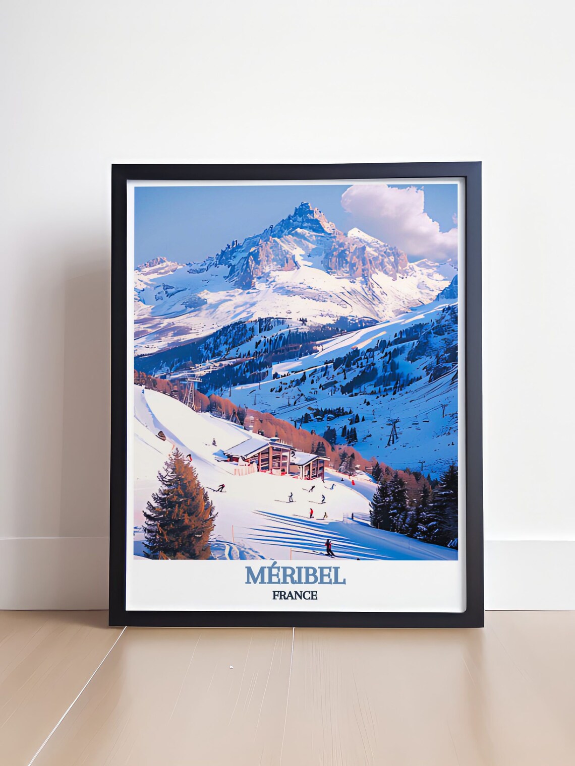 Mribel Ski Resort Retro Travel Poster, Three Valleys - Image 4