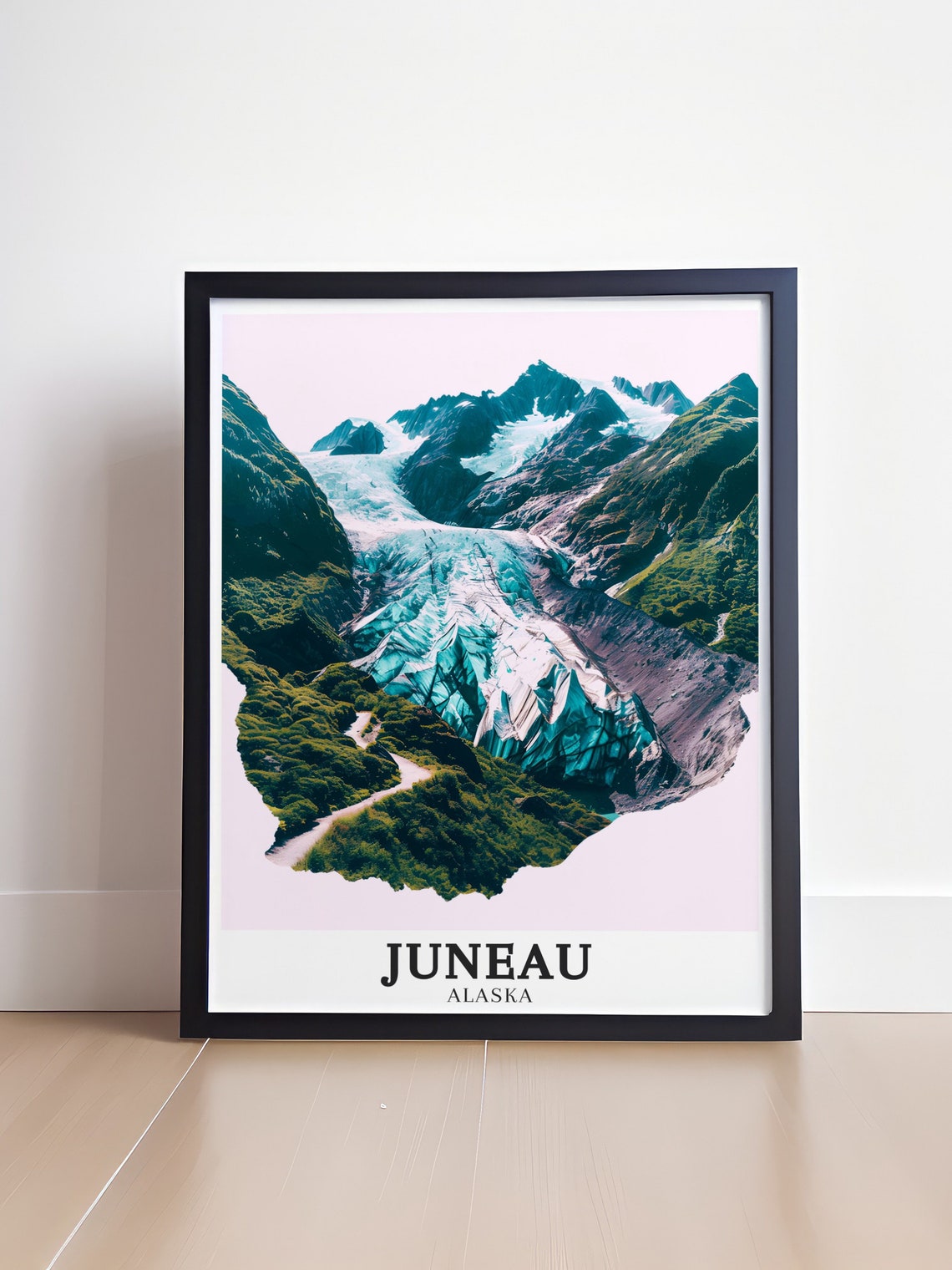 Juneau Alaska Mendenhall Glacier Carving Through Valley Poster - Image 4