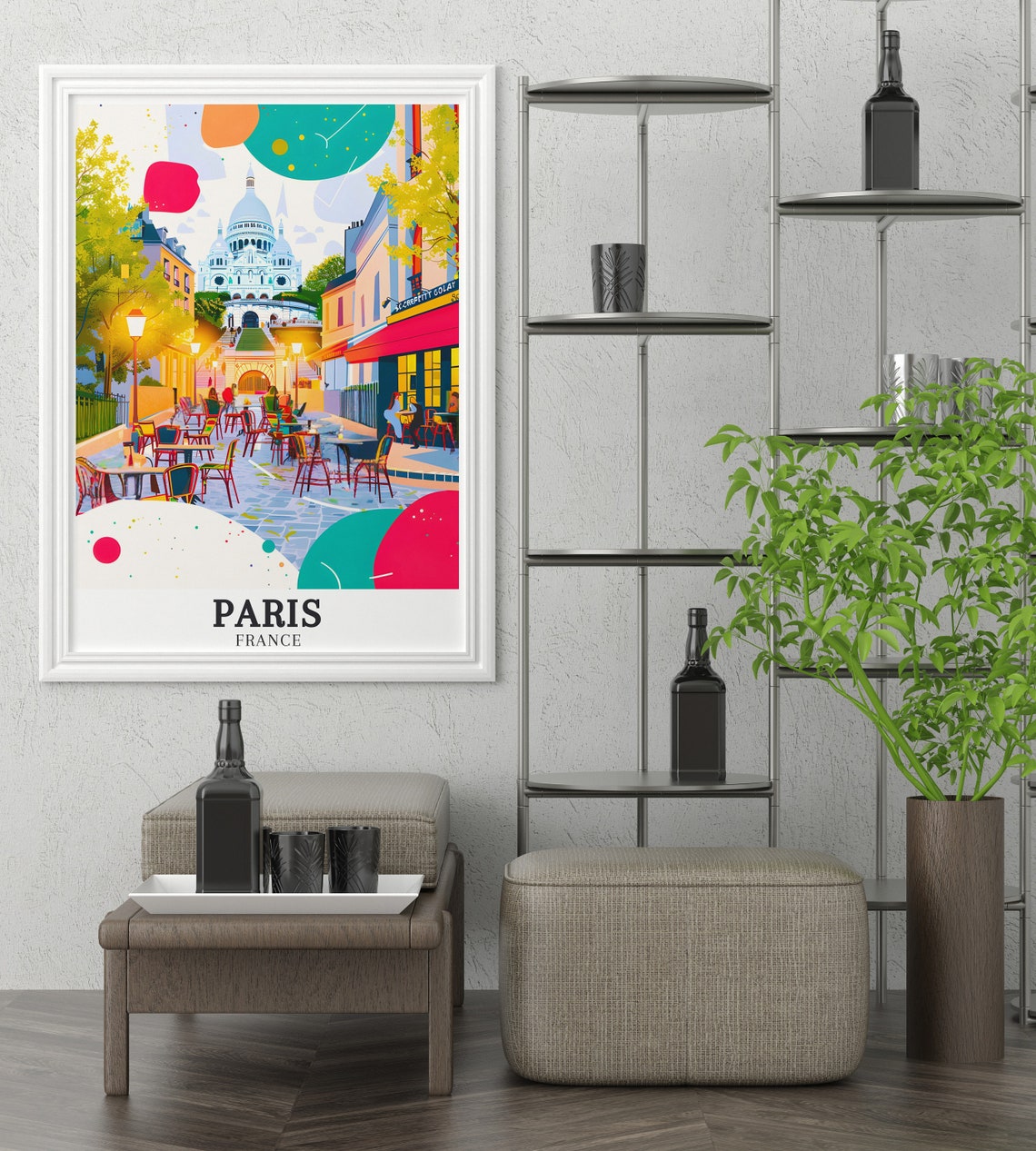 Sacre-Coeur Basilica Montmartre Paris Colorful Travel Poster - Image 3