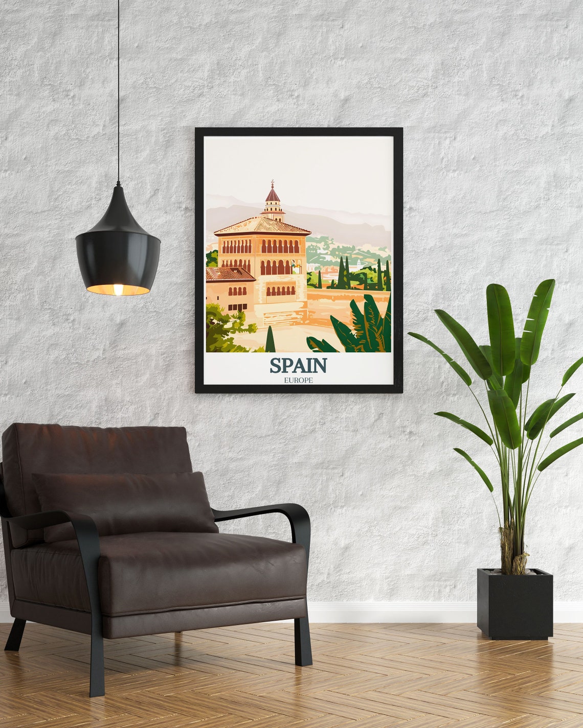 Spain Granada Alhambra Palace Gardens Andalusia Landmark Travel Poster - Image 3