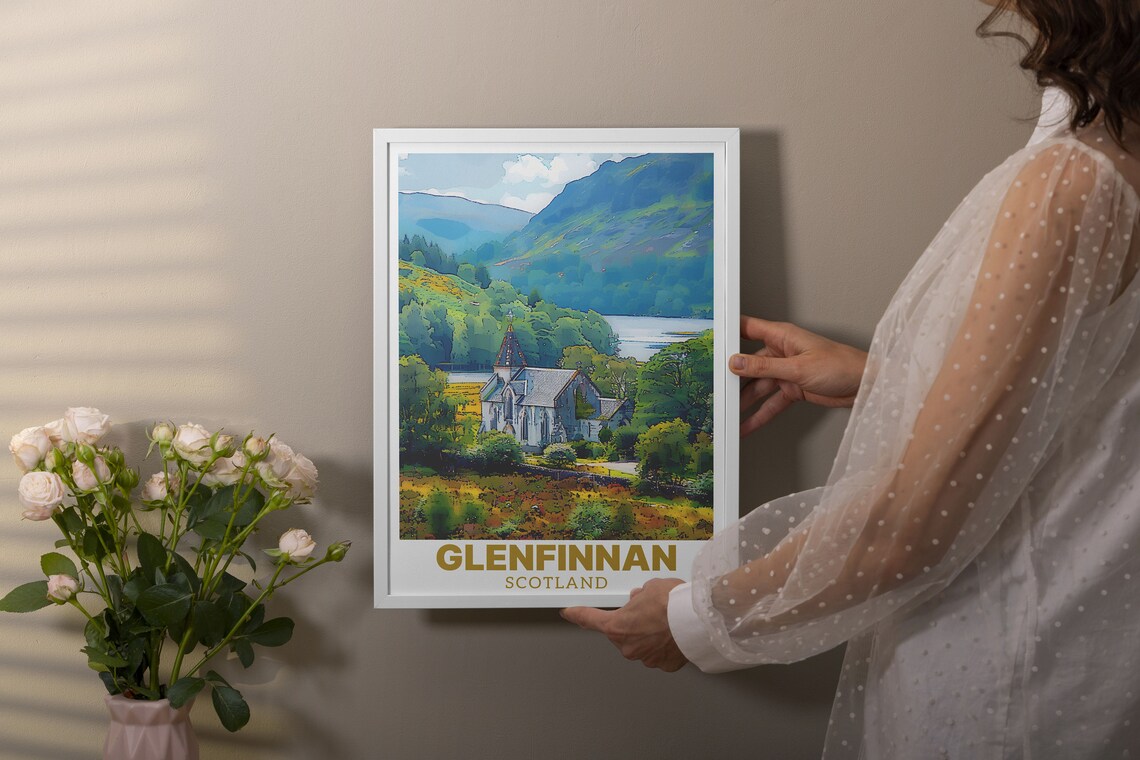Glenfinnan Church Loch Shiel Highland Autumn Scotland Travel Poster - Image 3