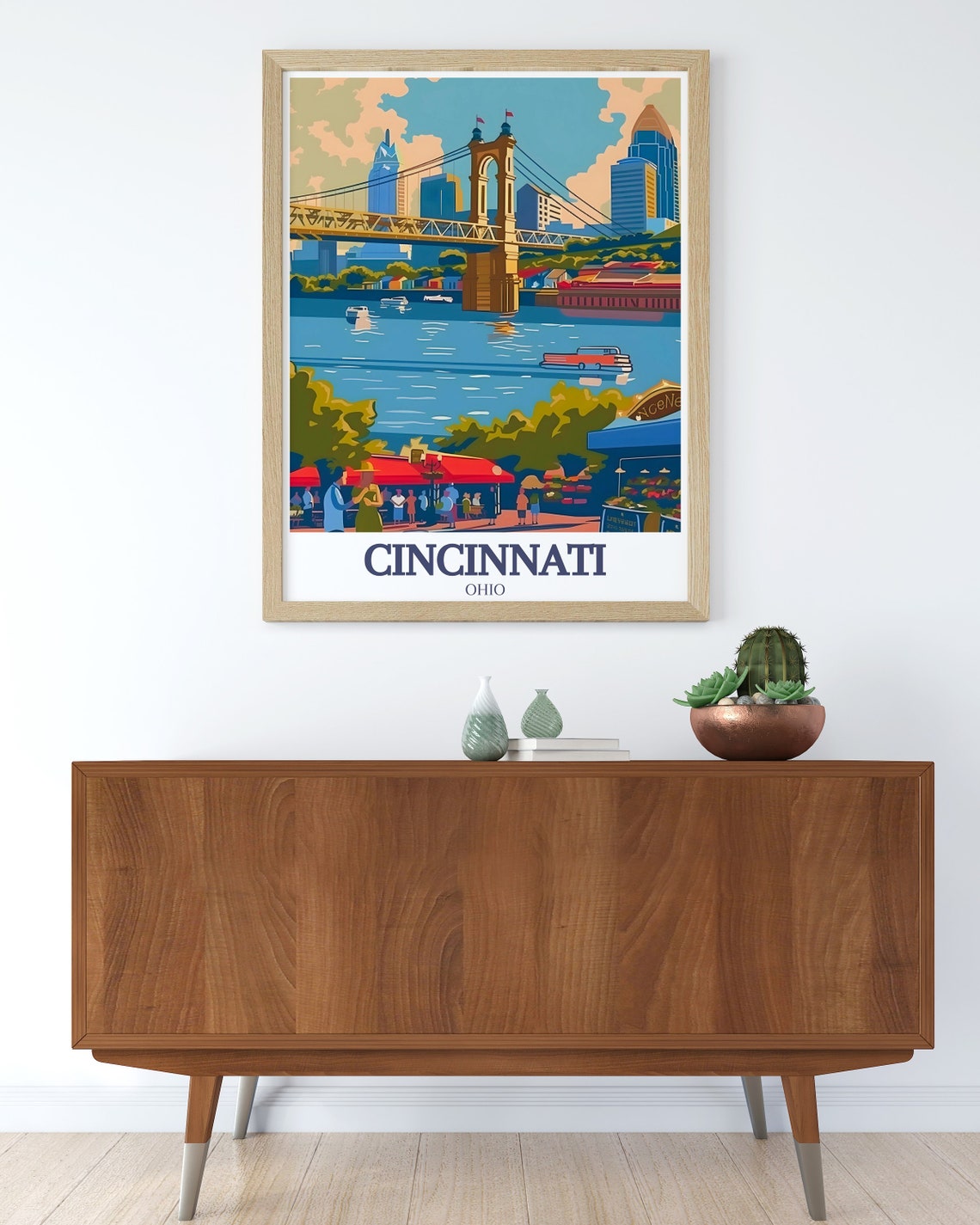 Cincinnati Ohio Findlay Market Ohio River Skyline Travel Poster - Image 3