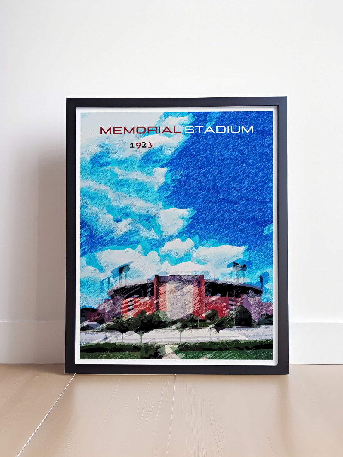Memorial Stadium 1923 Historic College Football Sports Poster - Image 3