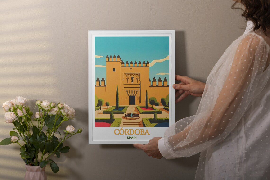 Cordoba Alcazar Fortress Gardens Palace Courtyard Travel Poster - Image 2
