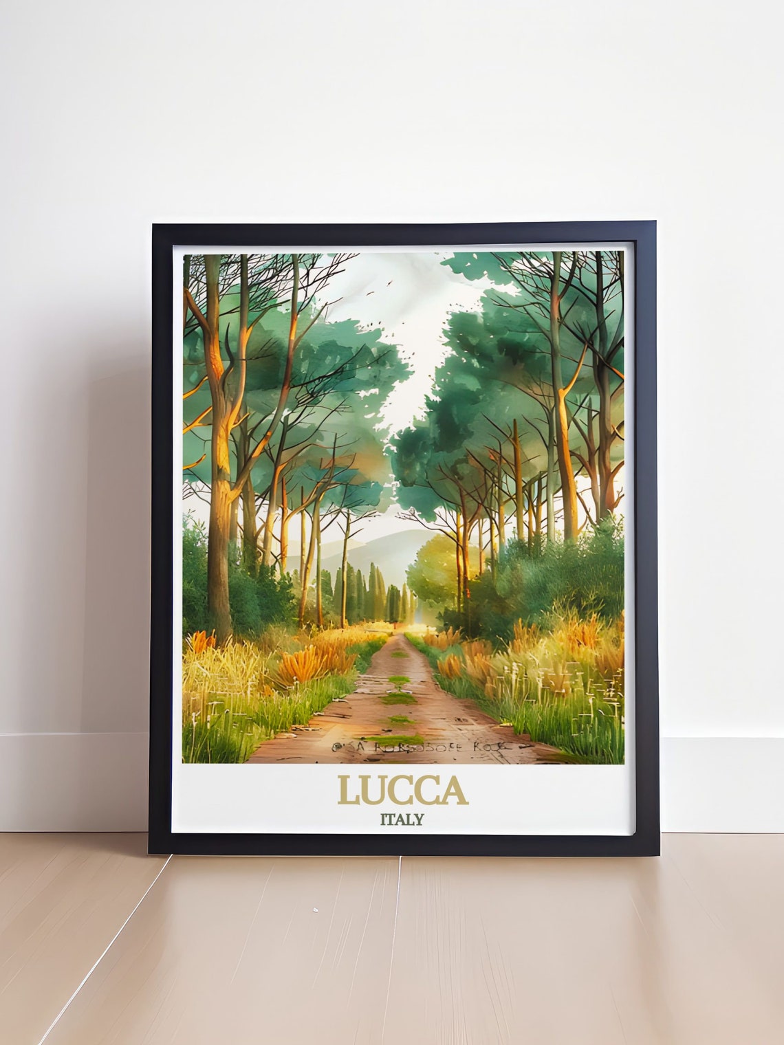 Lucca Italy San Rossore Park Pine Forest Trail Watercolor Poster - Image 4