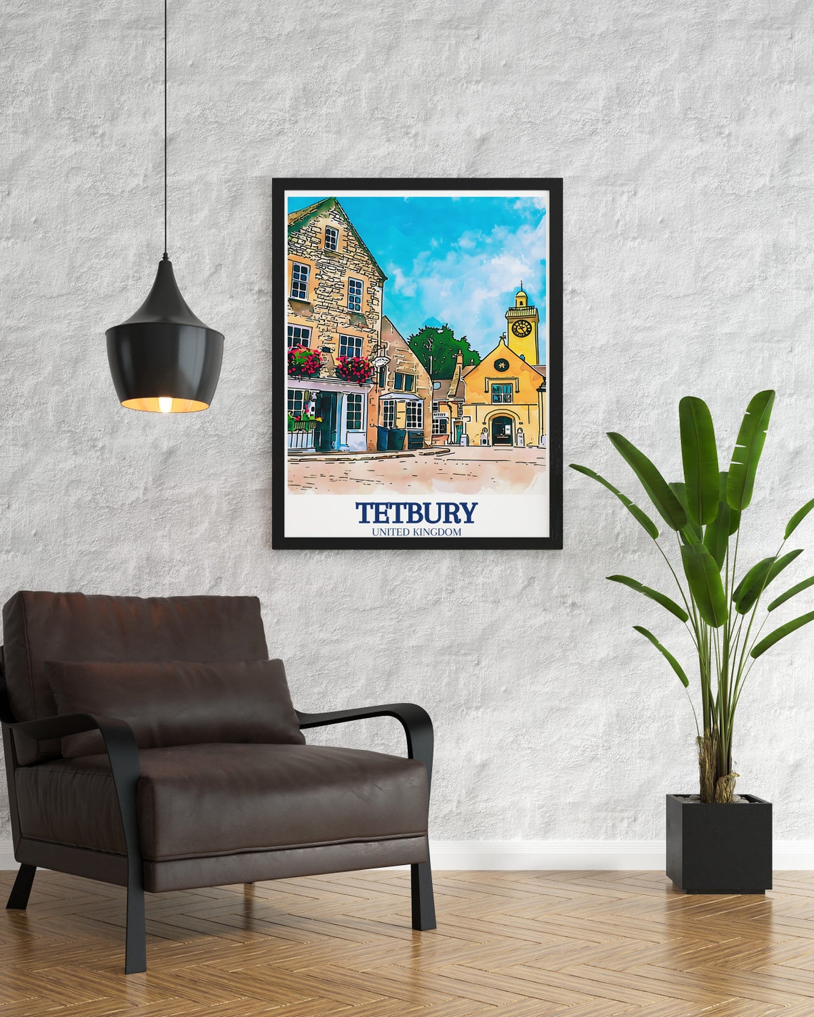 Tetbury Town Hall Watercolor High Street Cotswolds England Poster - Image 2