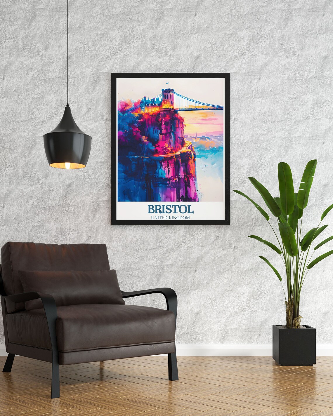 Clifton Suspension Bridge Bristol Sunset River Avon Travel Poster - Image 2