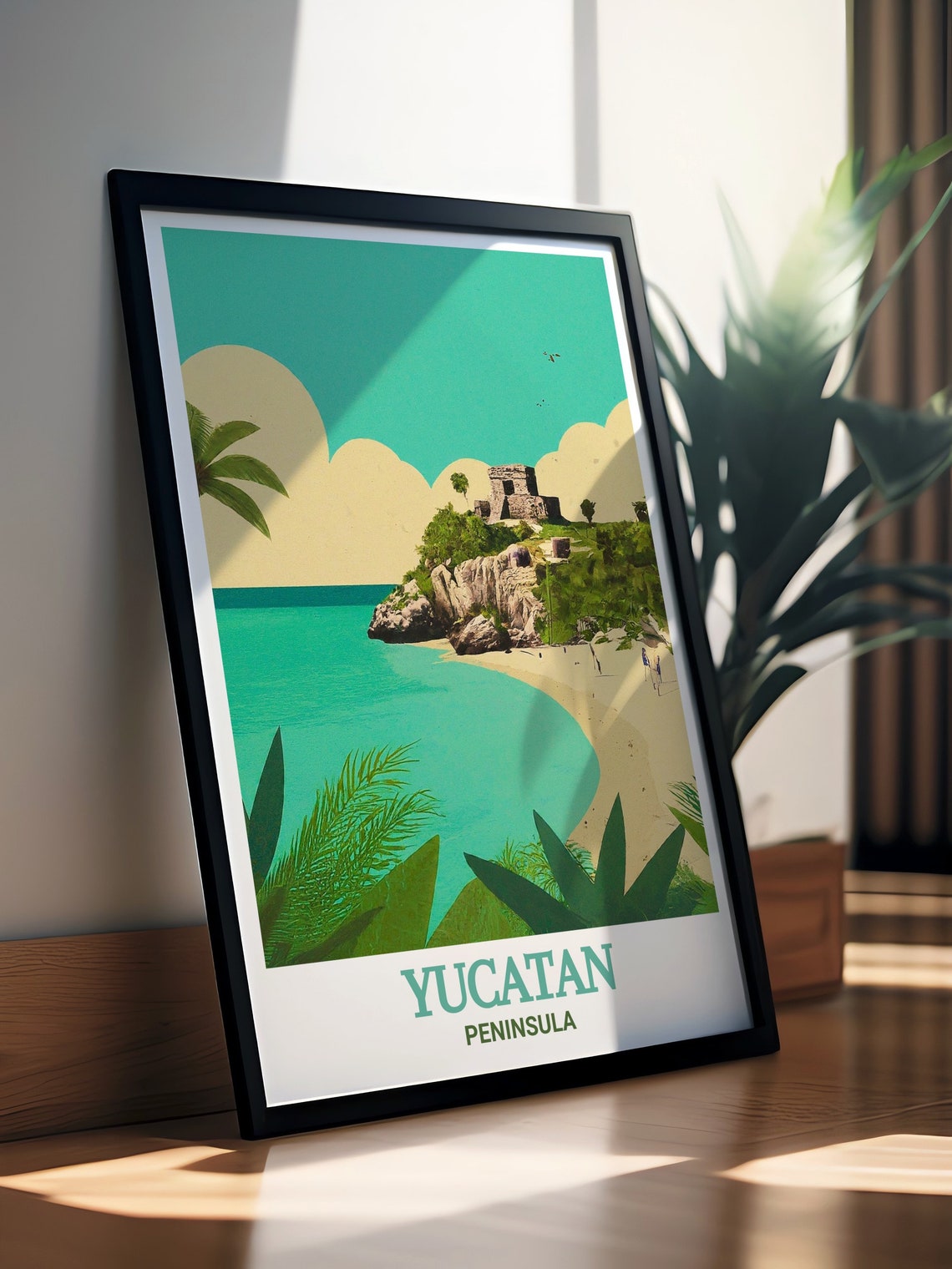 Yucatan Peninsula Tulum Mayan Ruins Beach Mexico Travel Poster - Image 2