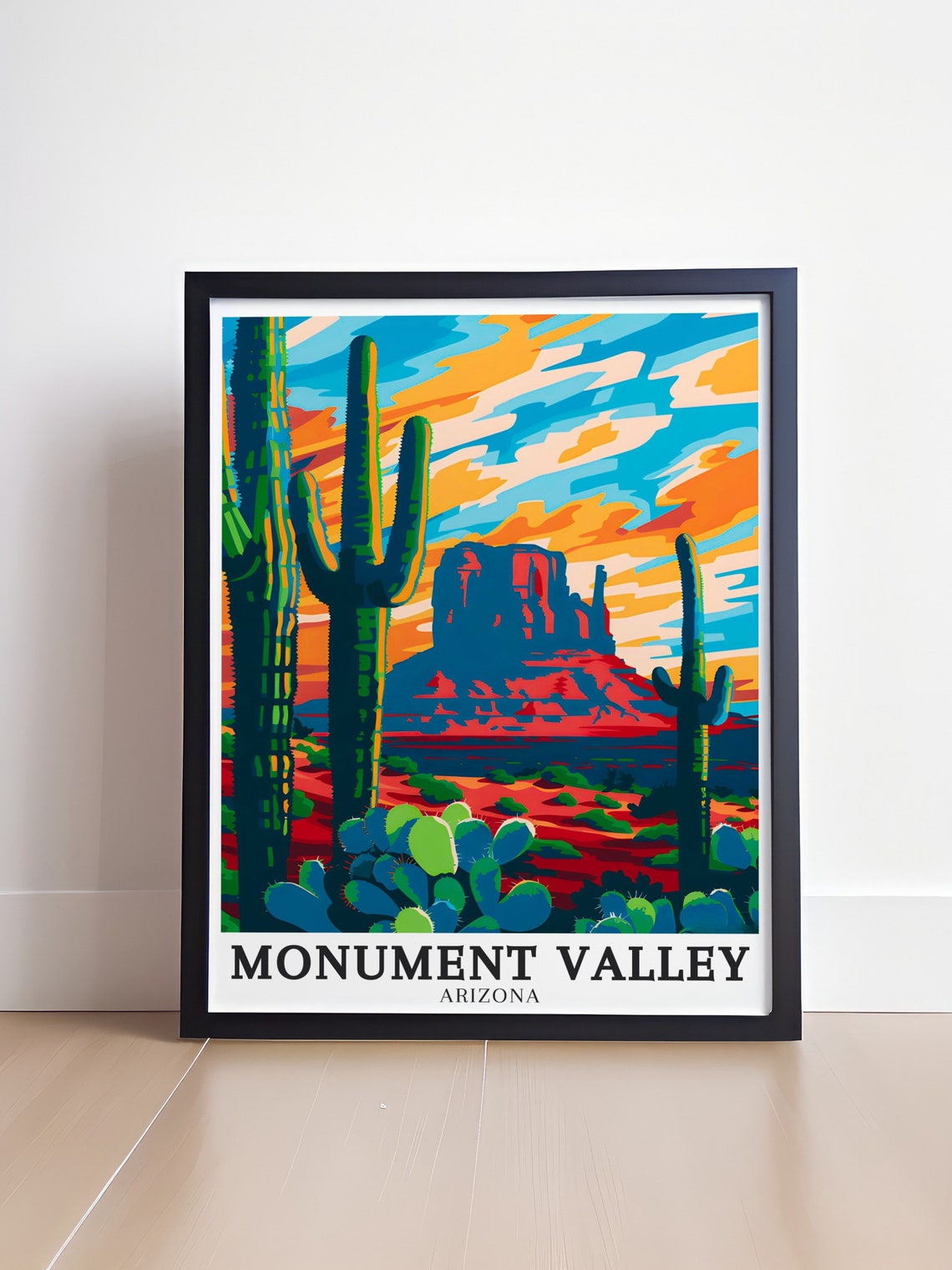 Monument Valley Saguaro Cactus Sunset Desert Butte Travel Poster - Image 4