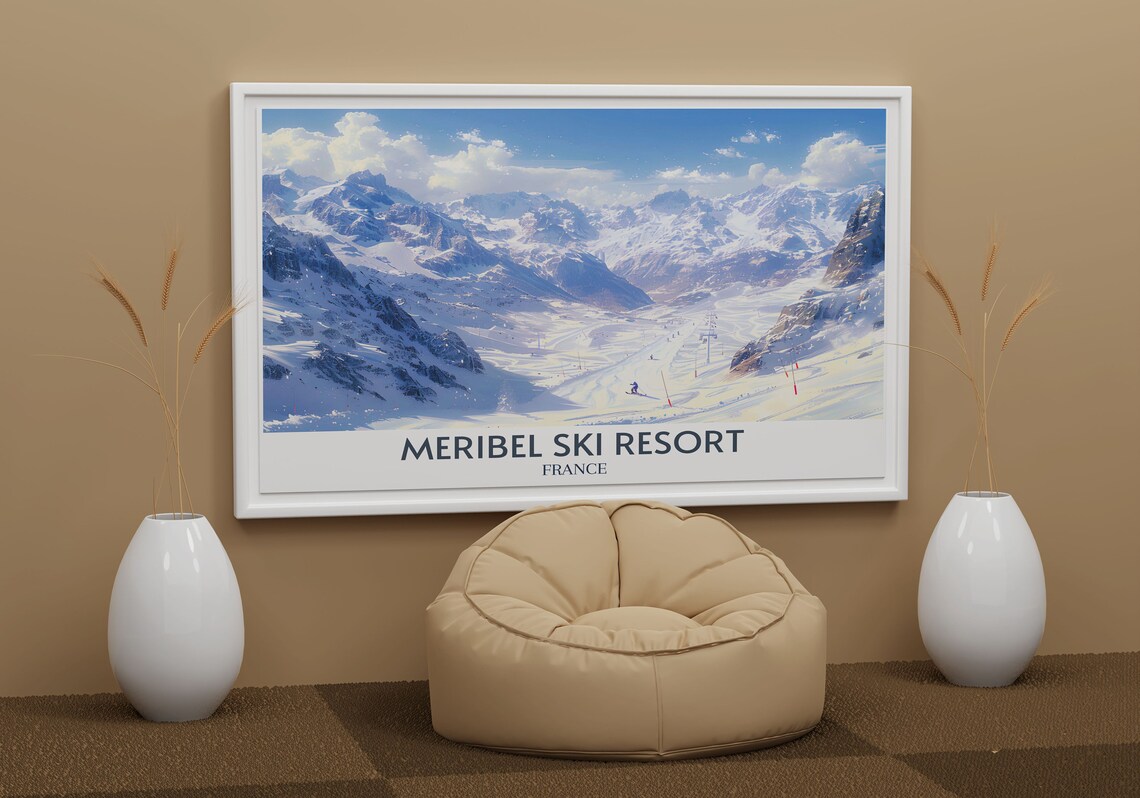 Meribel Ski Resort French Alps Panorama Slopes Chairlift Poster - Image 3