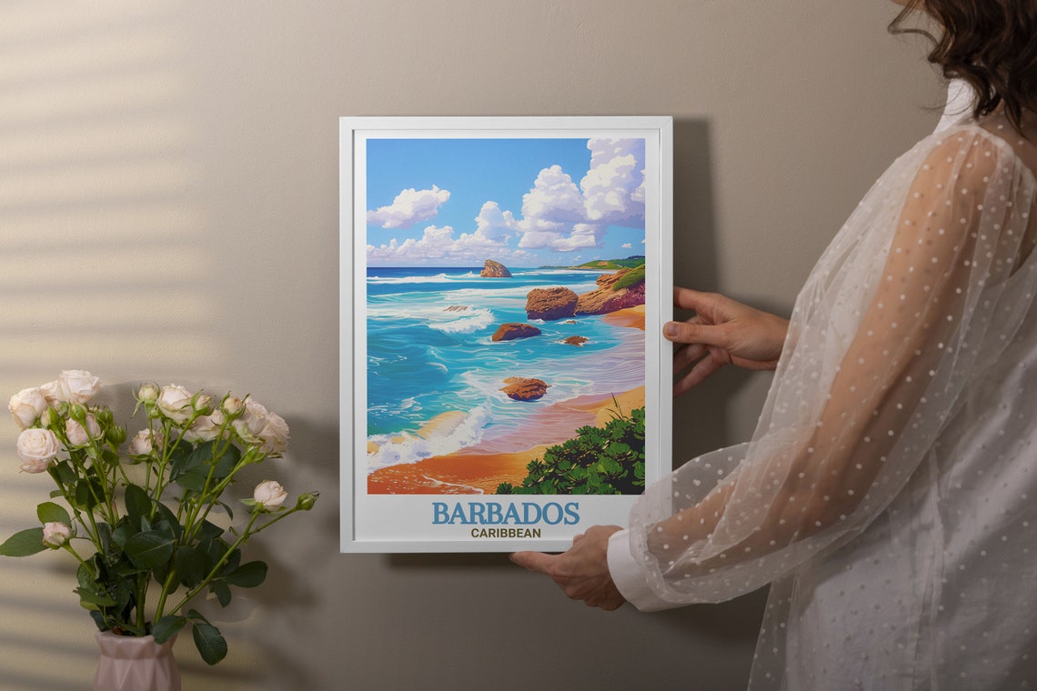 Barbados Bathsheba Beach Rocky Surf Atlantic Coast Scene Poster - Image 3