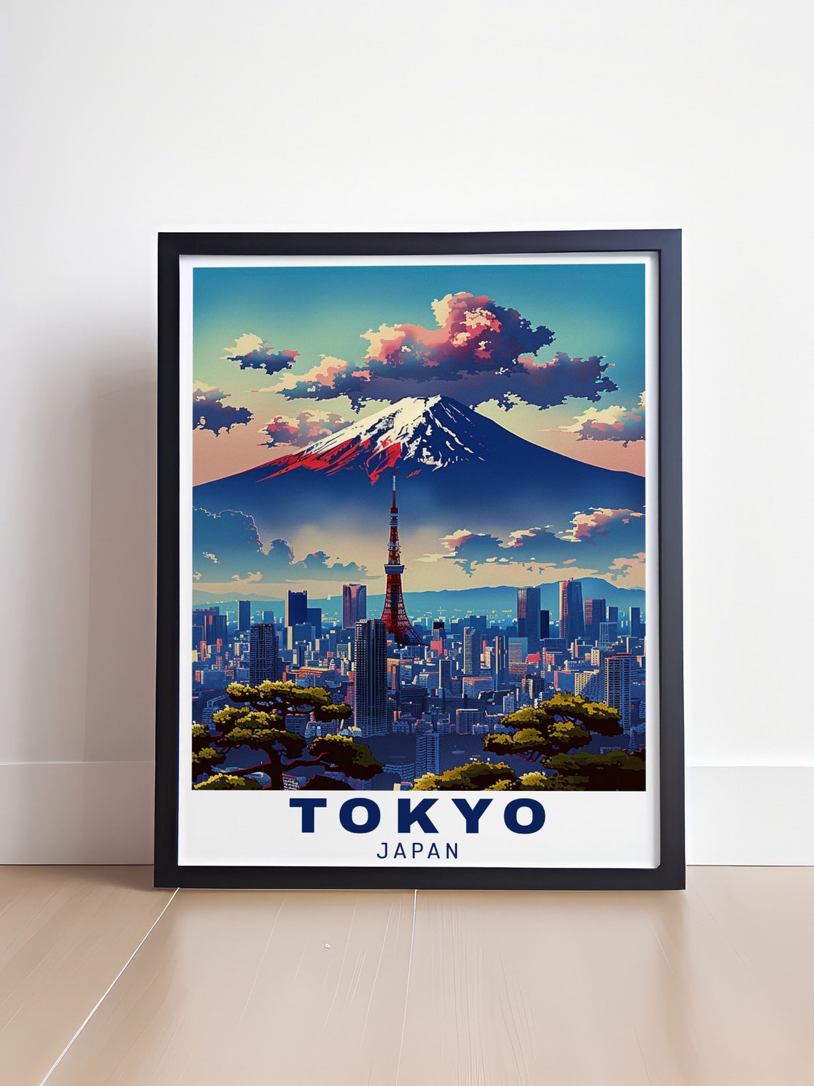 Tokyo Japan Snow Capped Mount Fuji Over The City Skyline Poster - Image 4