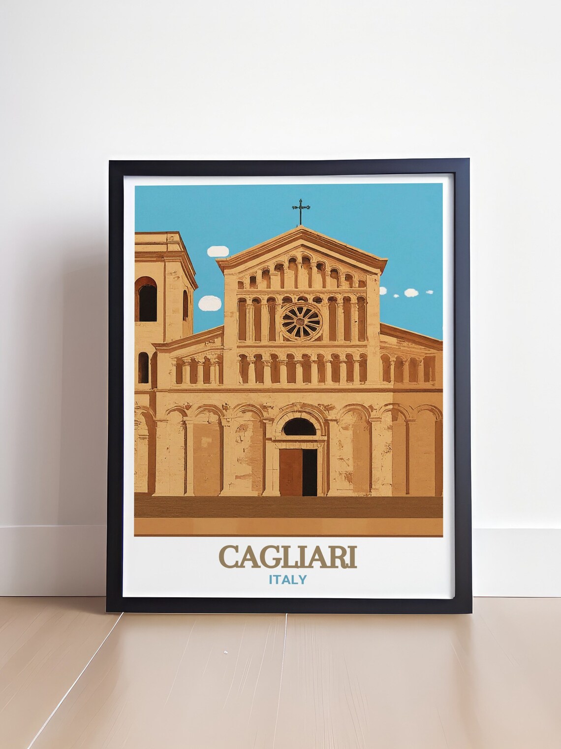 Cagliari Cathedral of Santa Maria Romanesque Facade Art Poster - Image 4