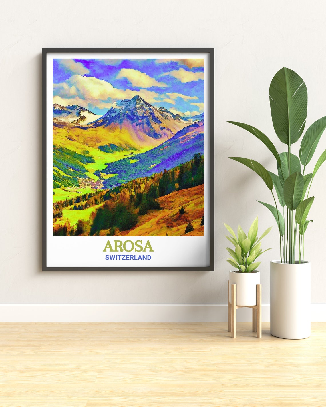 Arosa Switzerland Colorful Alpine Mountain Valley Art Poster - Image 2