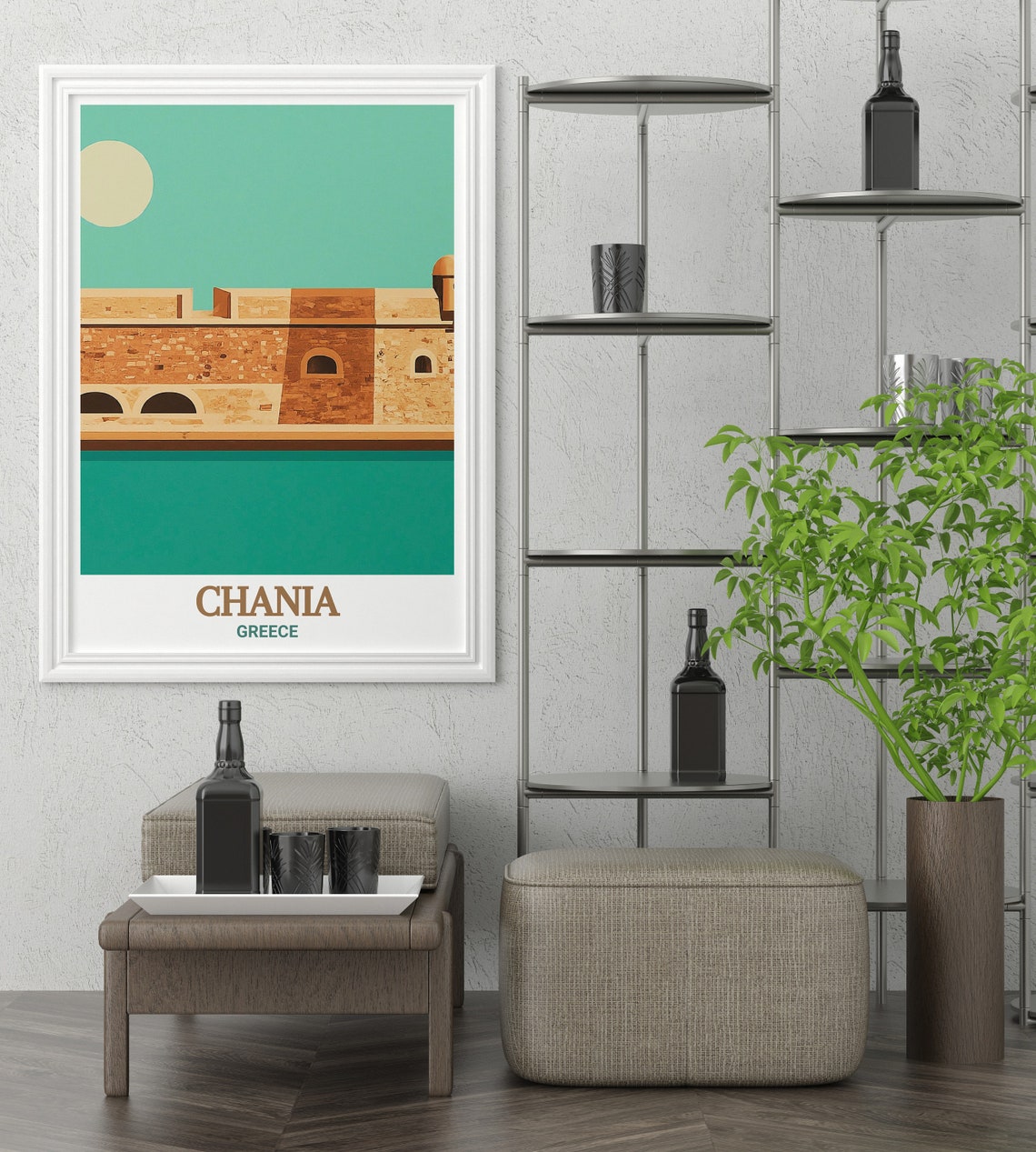 Chania Greece Firkas Fortress Historic Stone Wall Minimalist Poster - Image 2