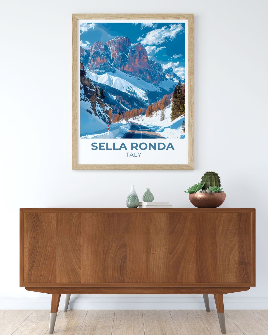 Sella Ronda Italy Snowy Alpine Road Dolomites Peaks Travel Poster - Image 2