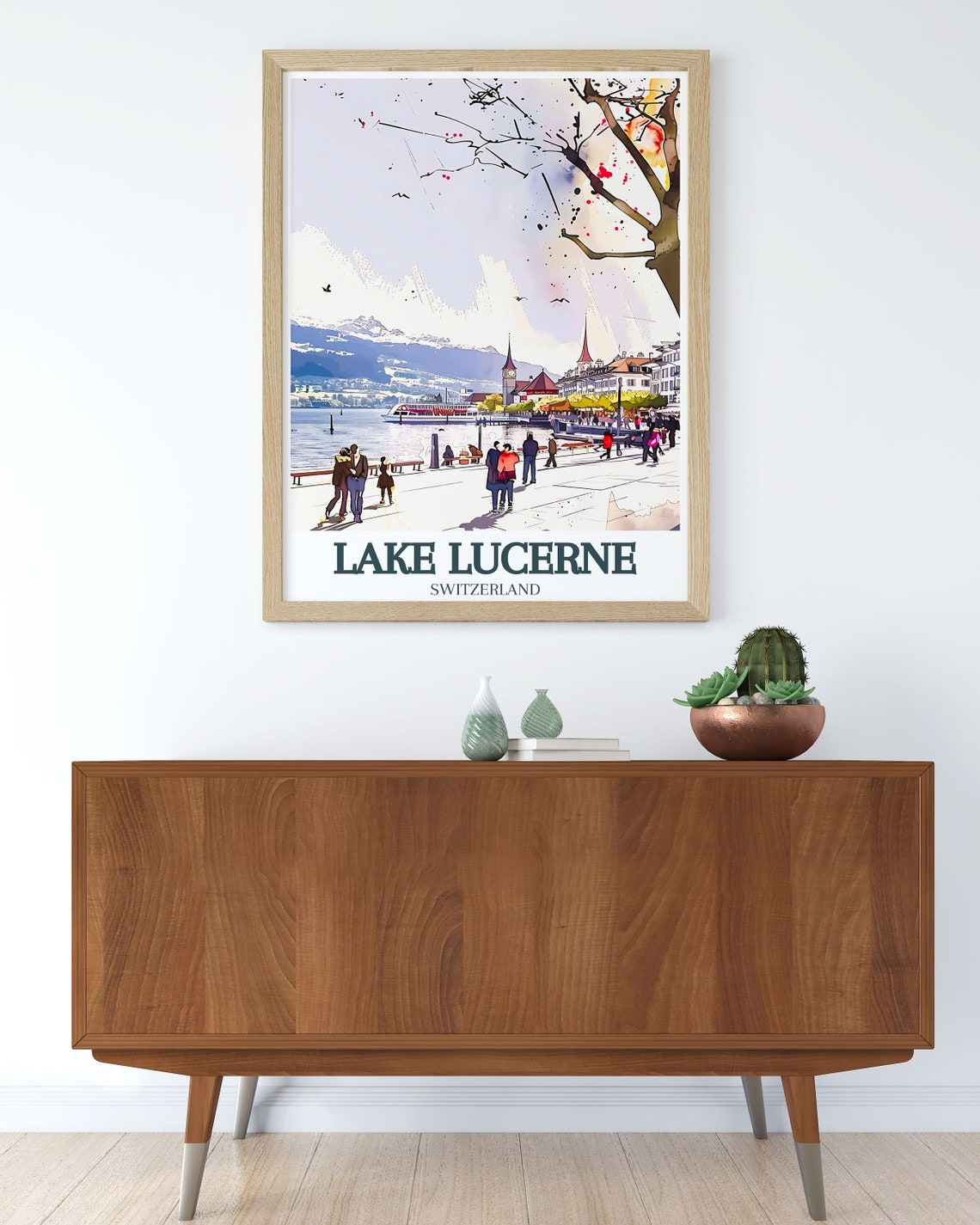 Lake Lucerne Waterfront Promenade Steamer Pilatus View Poster - Image 3