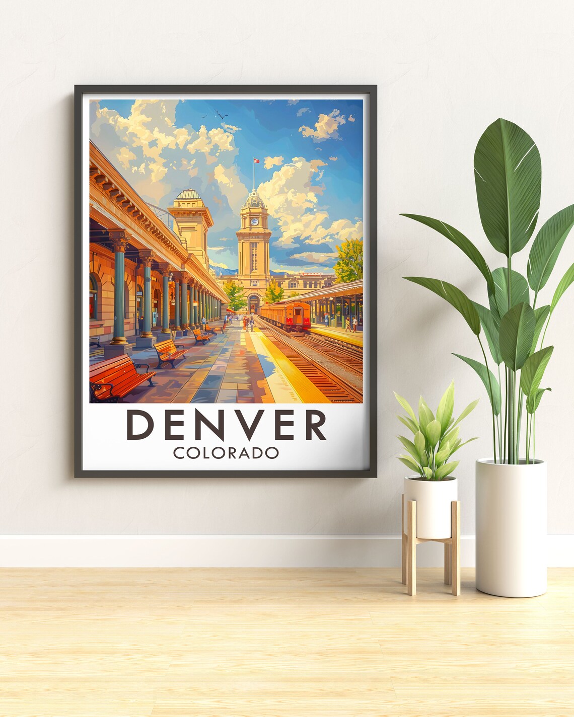 Denver Colorado Union Station Clock Tower Train Travel Poster - Image 2