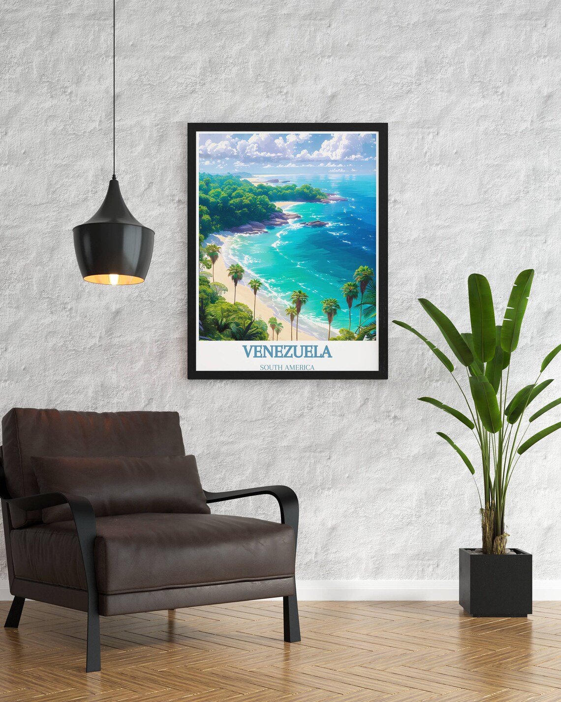 Venezuela South America Palm Cove Aerial Turquoise Beach View Poster - Image 2