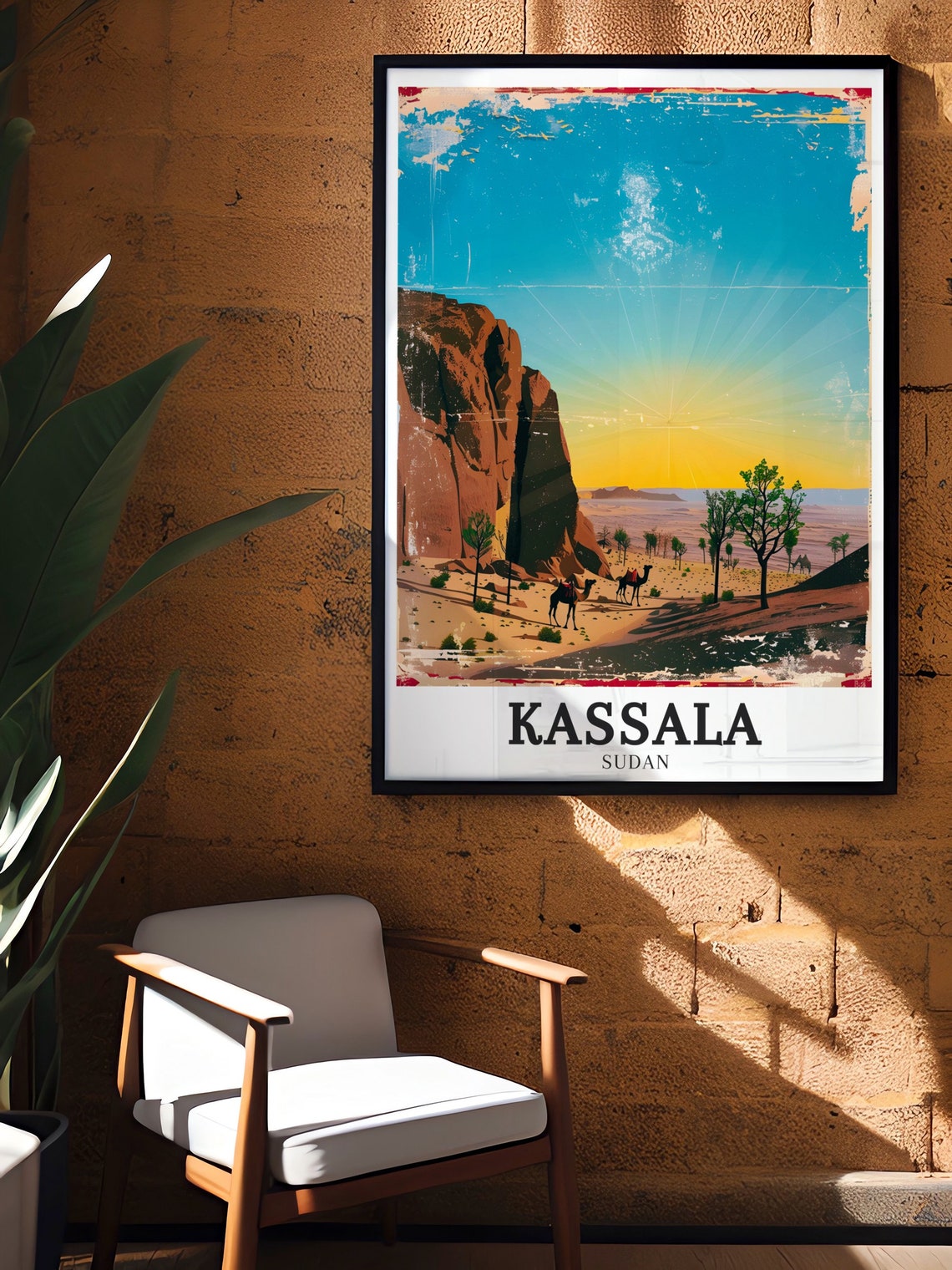 Kassala Sudan Taka Mountains Camel Caravan Desert Sunset Poster - Image 3
