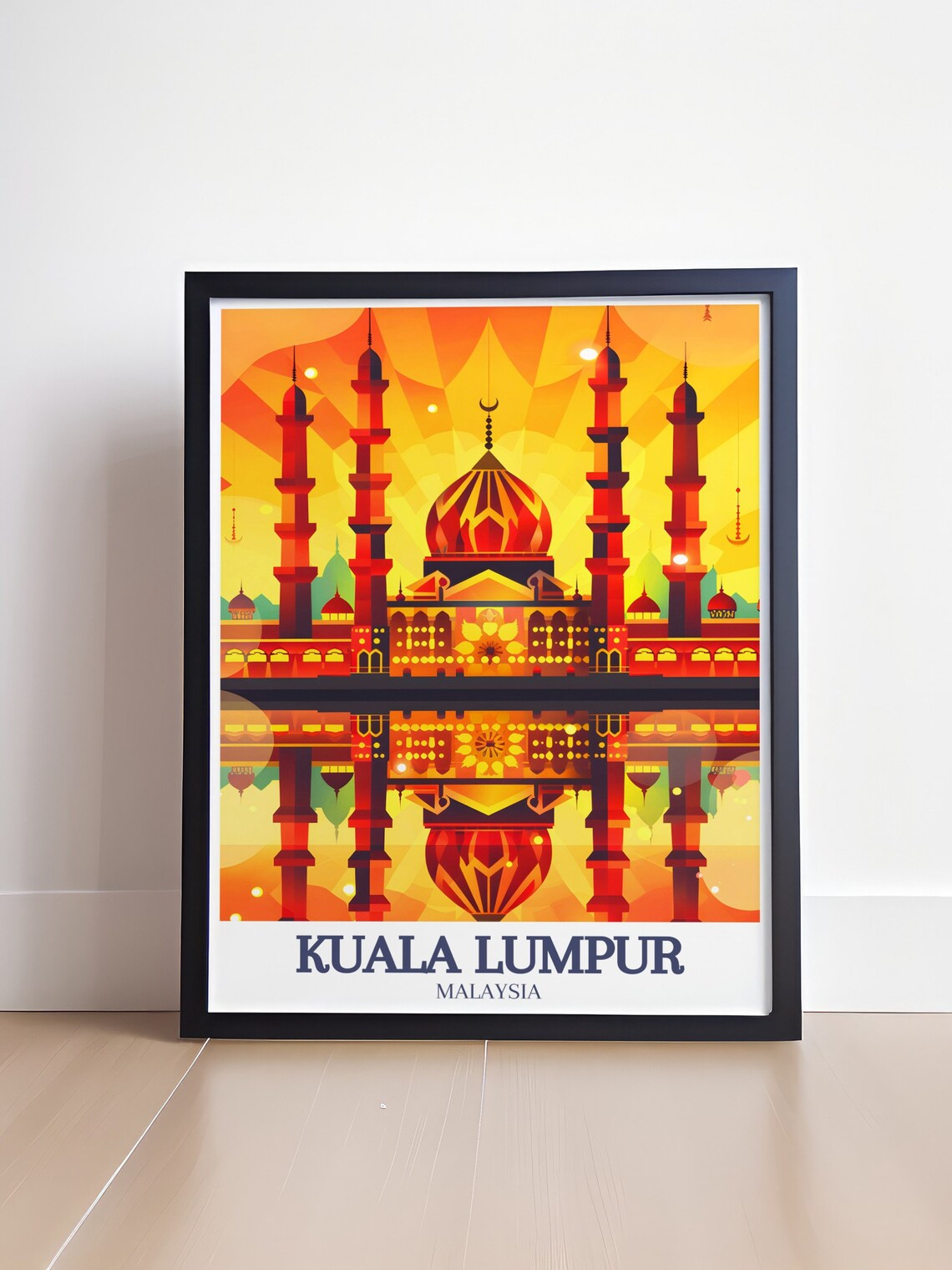 Shah Alam Grand Mosque Glowing Sunset Domes Malaysia Travel Poster - Image 4