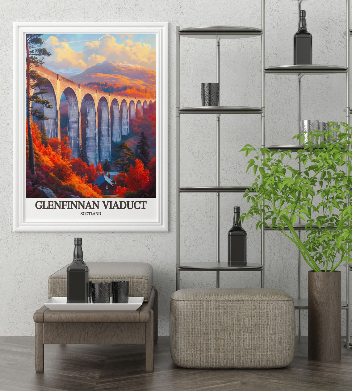 Glenfinnan Viaduct Scotland Autumn Railway Classic Travel Poster - Image 3