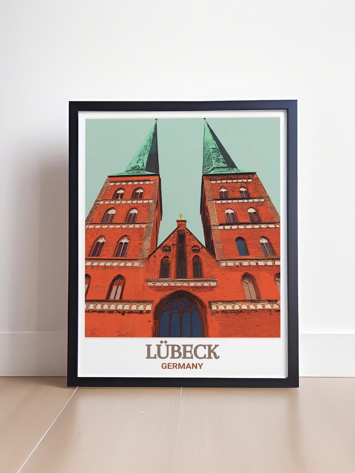 Lubeck Germany Marienkirche Red Brick Gothic Twin Towers Poster - Image 3
