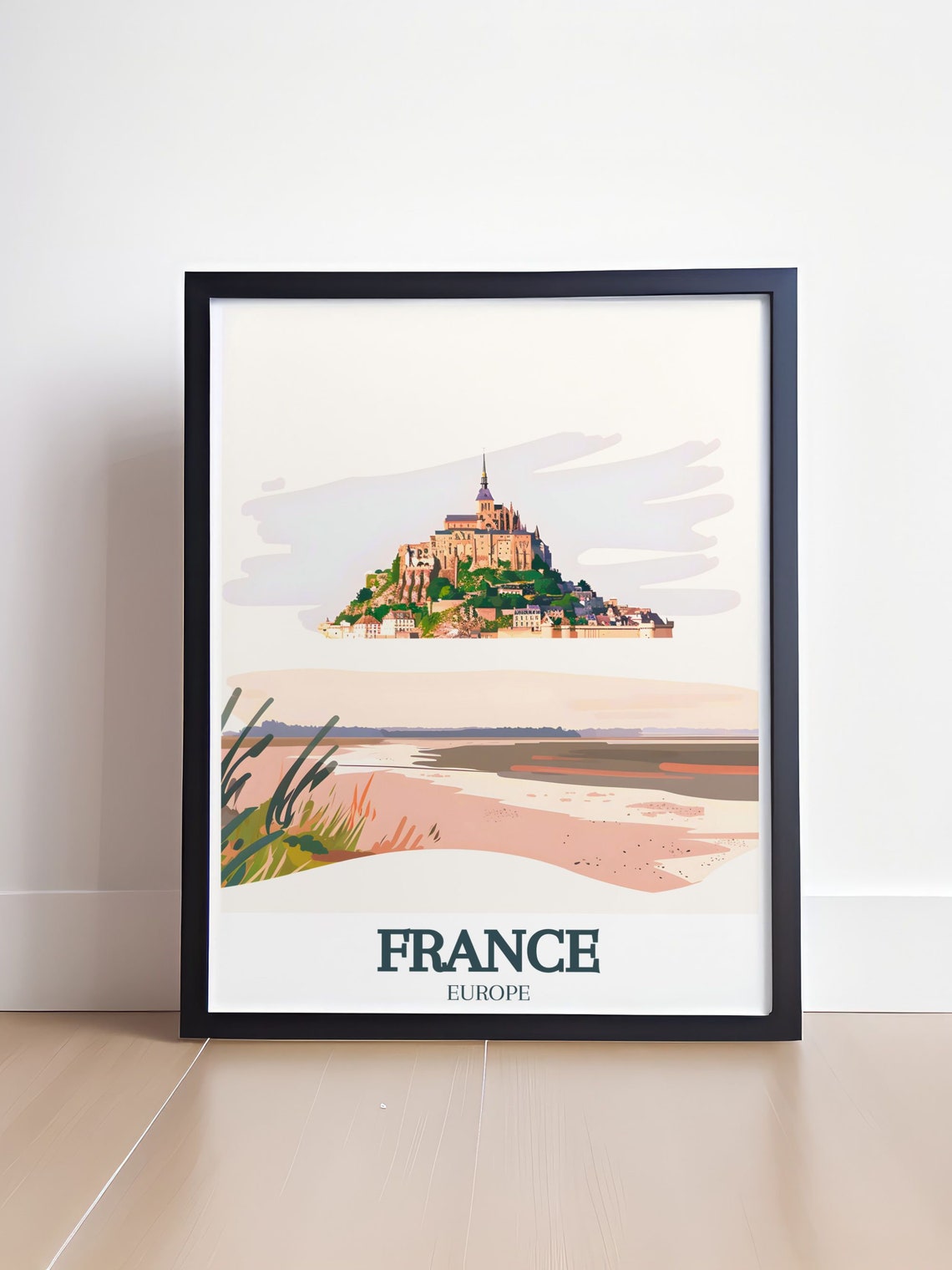 France Travel Poster Mont Saintmichel Bay With Stunning France Travel Art Mont Saintmichel France Travel Posters - Image 4