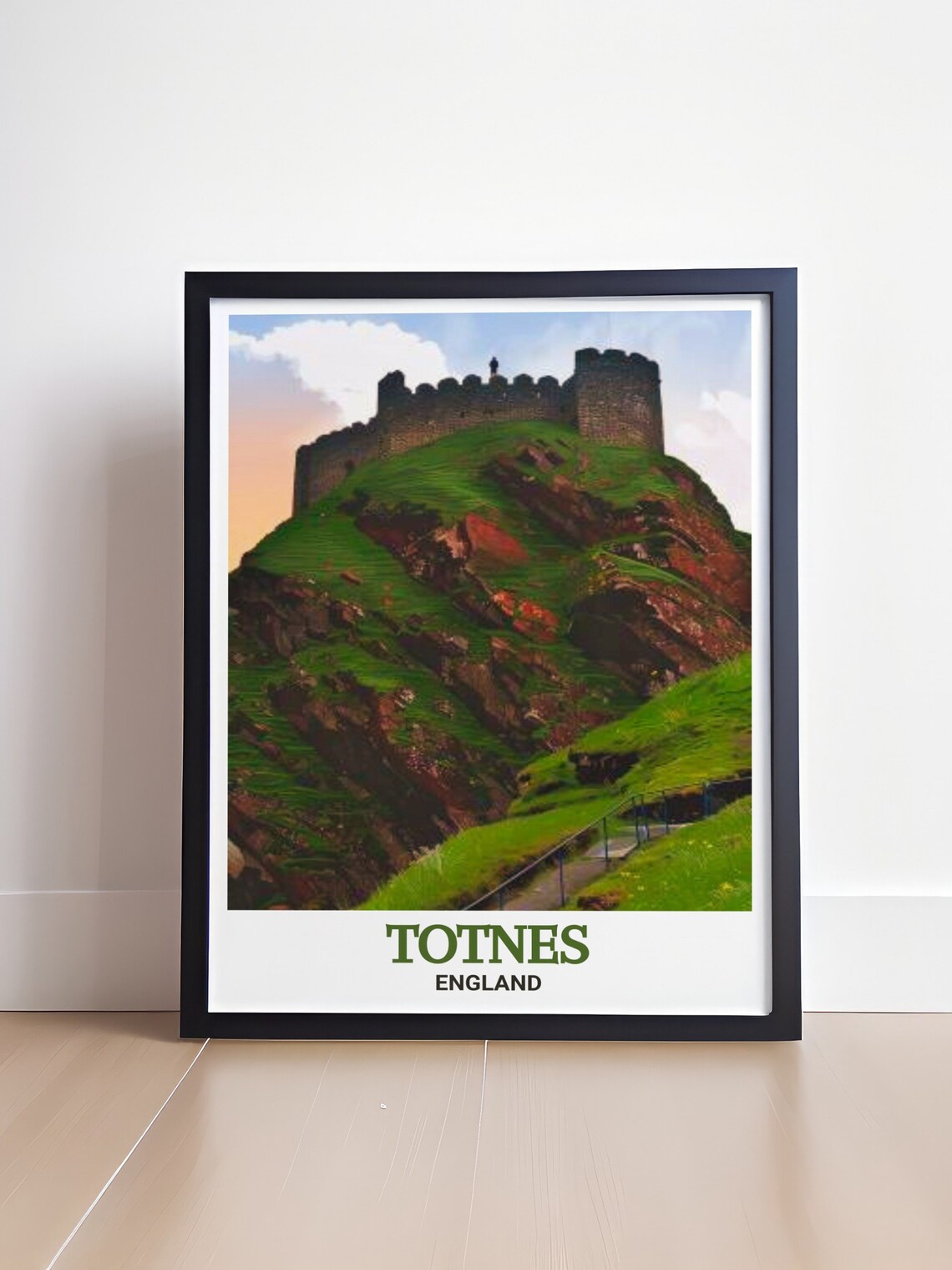 Totnes England Castle On The Hill Golden Sunset Travel Poster - Image 4