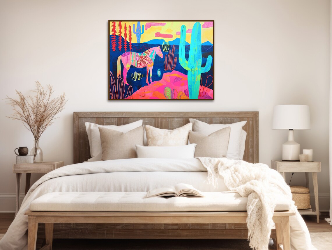 Horseplay Southwestern Horse and Saguaro Cactus Art Print - Image 2