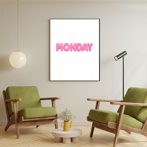 Monday Balloon Letters Office Motivation Art Print