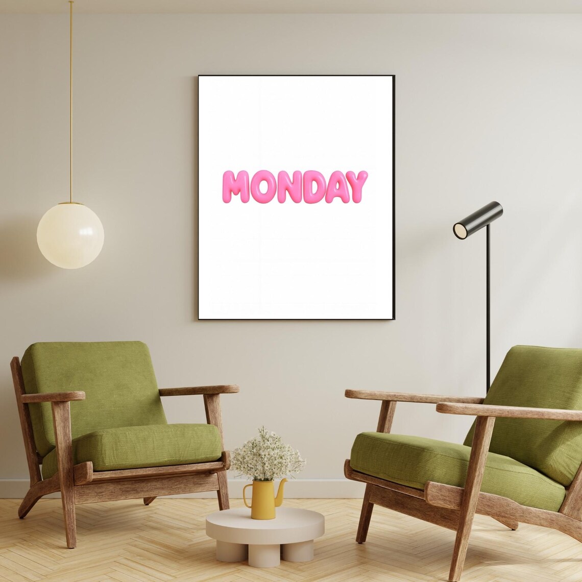 Monday Balloon Letters Office Motivation Art Print