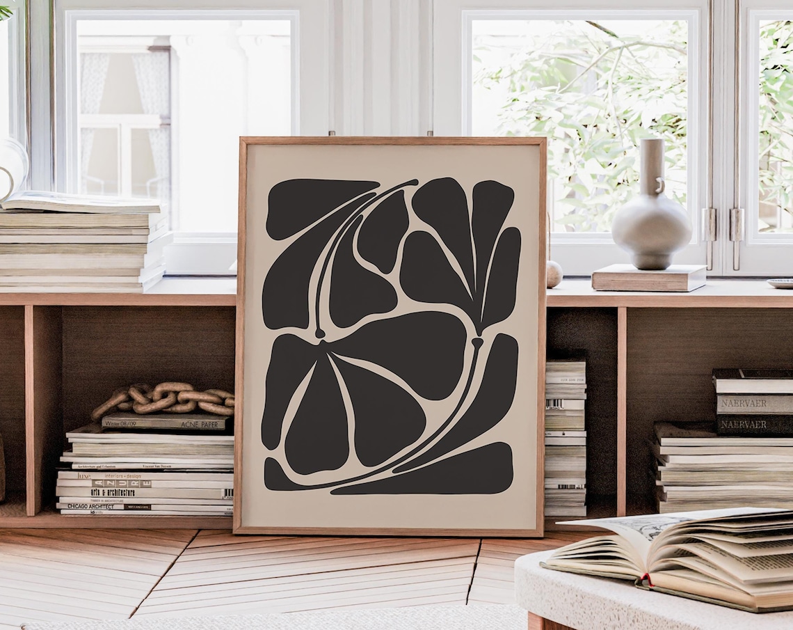 Abstract Plant Art, Mid-Century Neutral Botanical Print - Image 2
