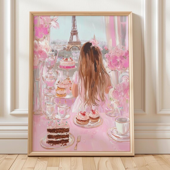 Pink Paris Tea Party Eiffel Tower Girl Dessert Table Art Poster