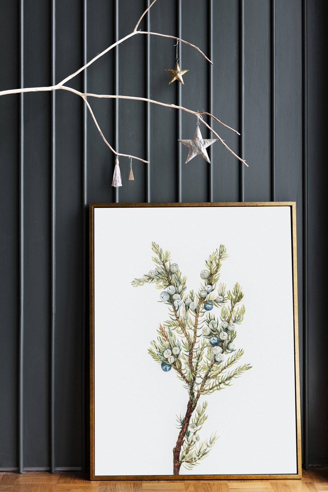 Winter Branch Vintage Christmas Poster - Image 3