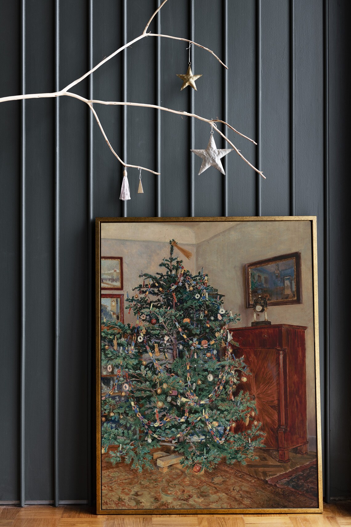 Vintage Christmas Tree Poster, Antique Winter Wall Art - Image 3