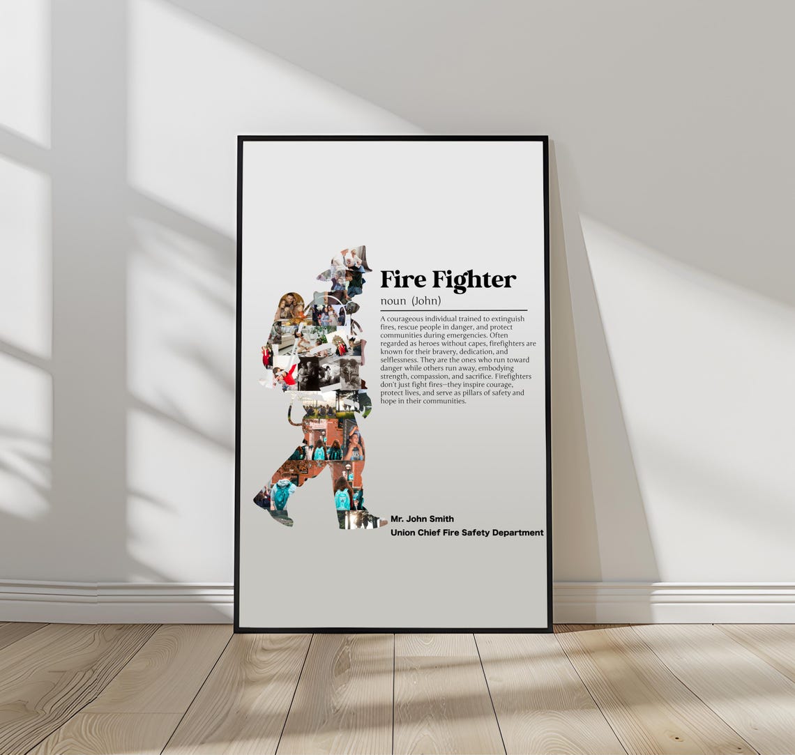 Personalised Firefighter Definition Silhouette Photo Collage Poster