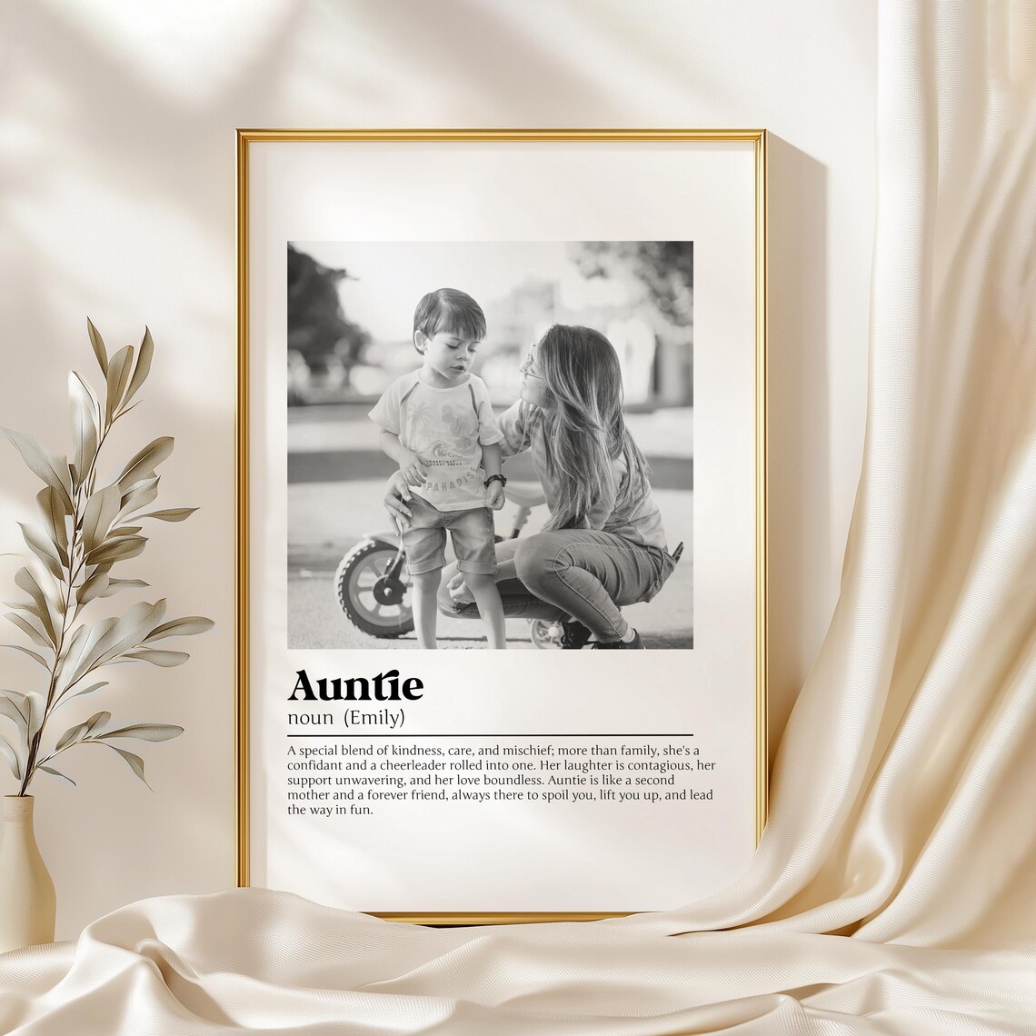 Auntie Definition Poster with Sweet Aunt and Little Boy Photo Gift
