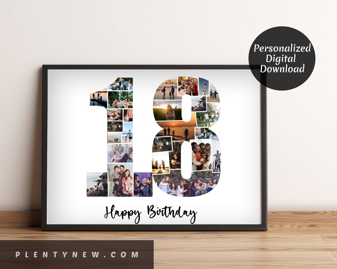18th Birthday Photo Collage Anniversary Art Print