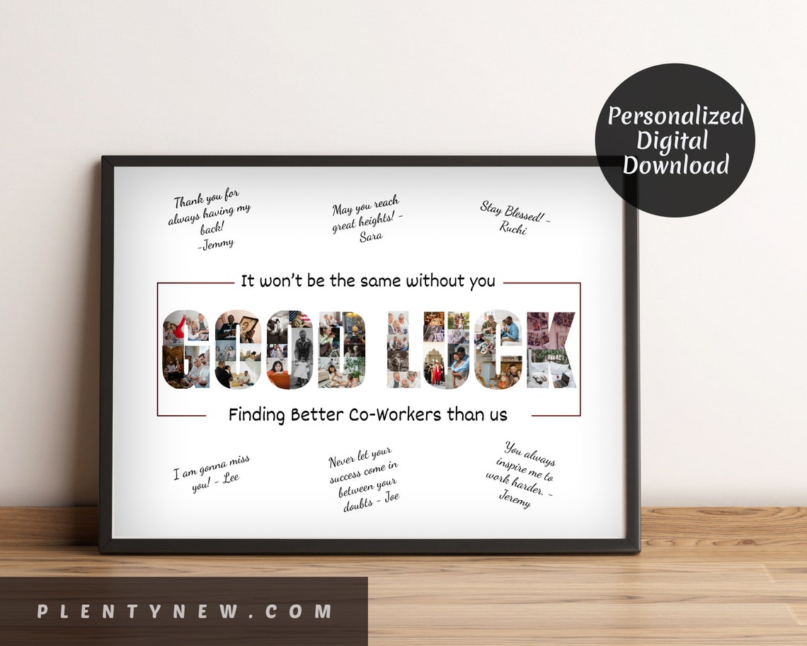 Personalized Good Luck Coworker Photo Collage Farewell Gift Poster