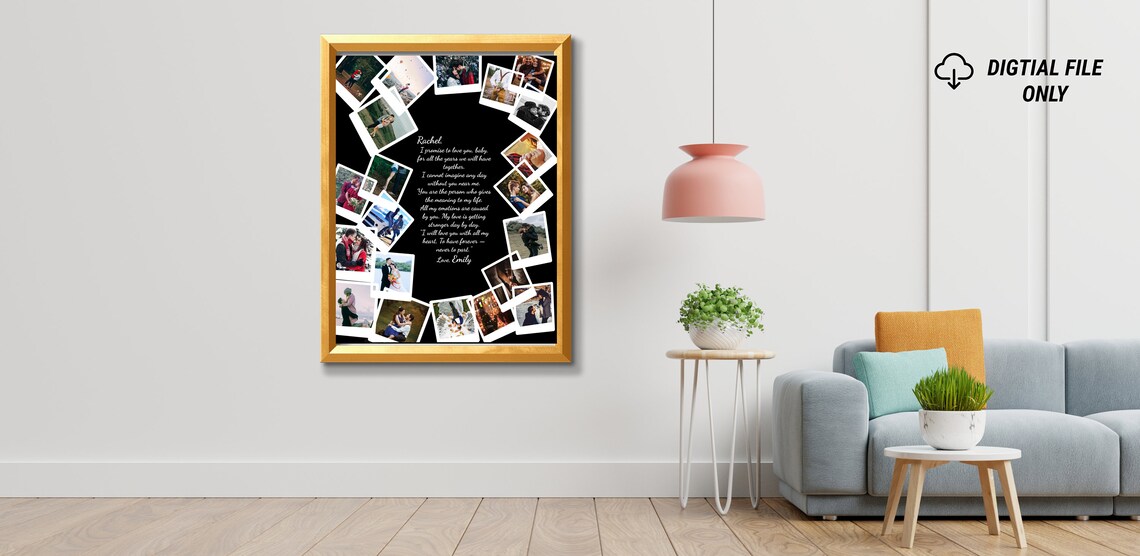 Heart Photo Collage Love Poem Custom Romantic Keepsake Print