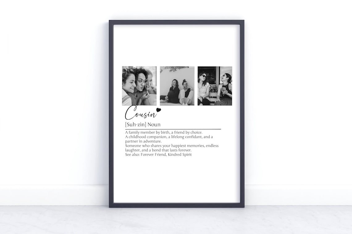 Personalized Cousin Definition Art Print, Christmas