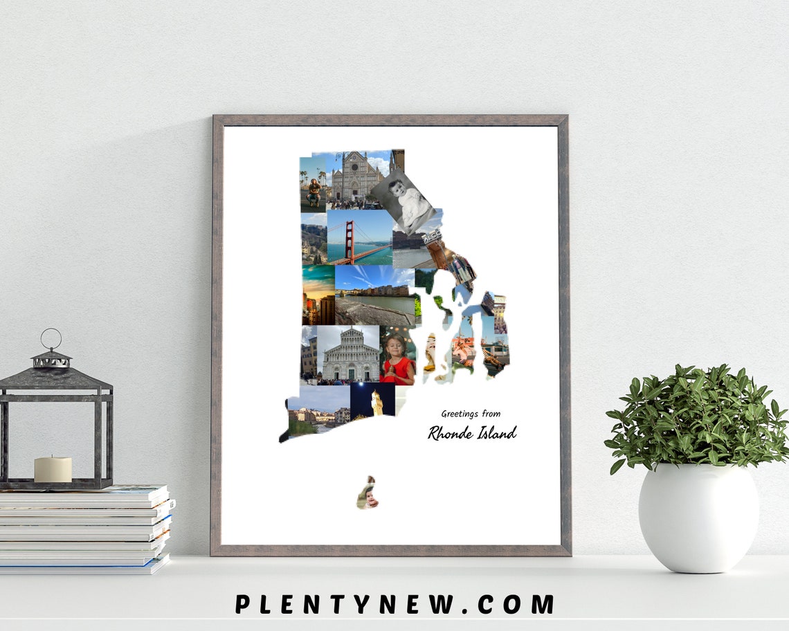 Rhode Island State Map Photo Collage Greetings From Rhode Island Print