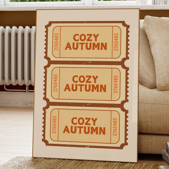 Cozy Autumn Poster Wall Art Fall Print Season Decor Vintage