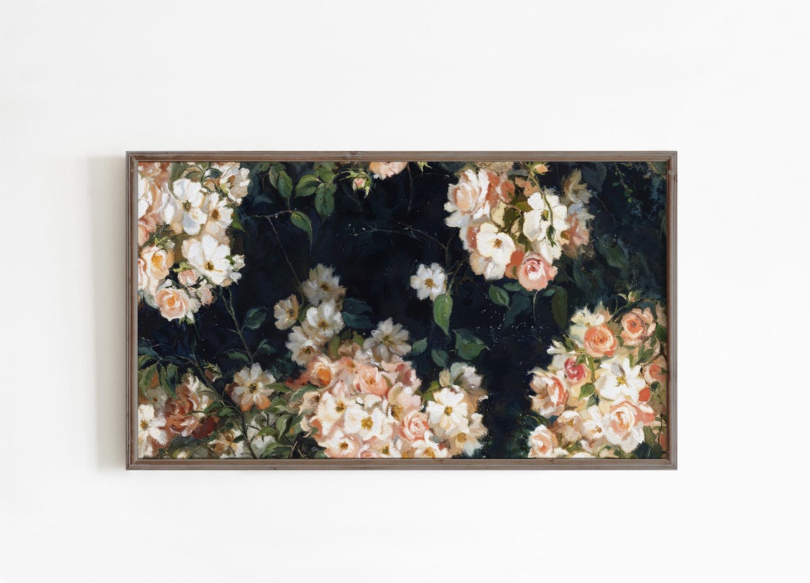 Floral Spring Frame Tv Art Moody Abstract White Flowers
