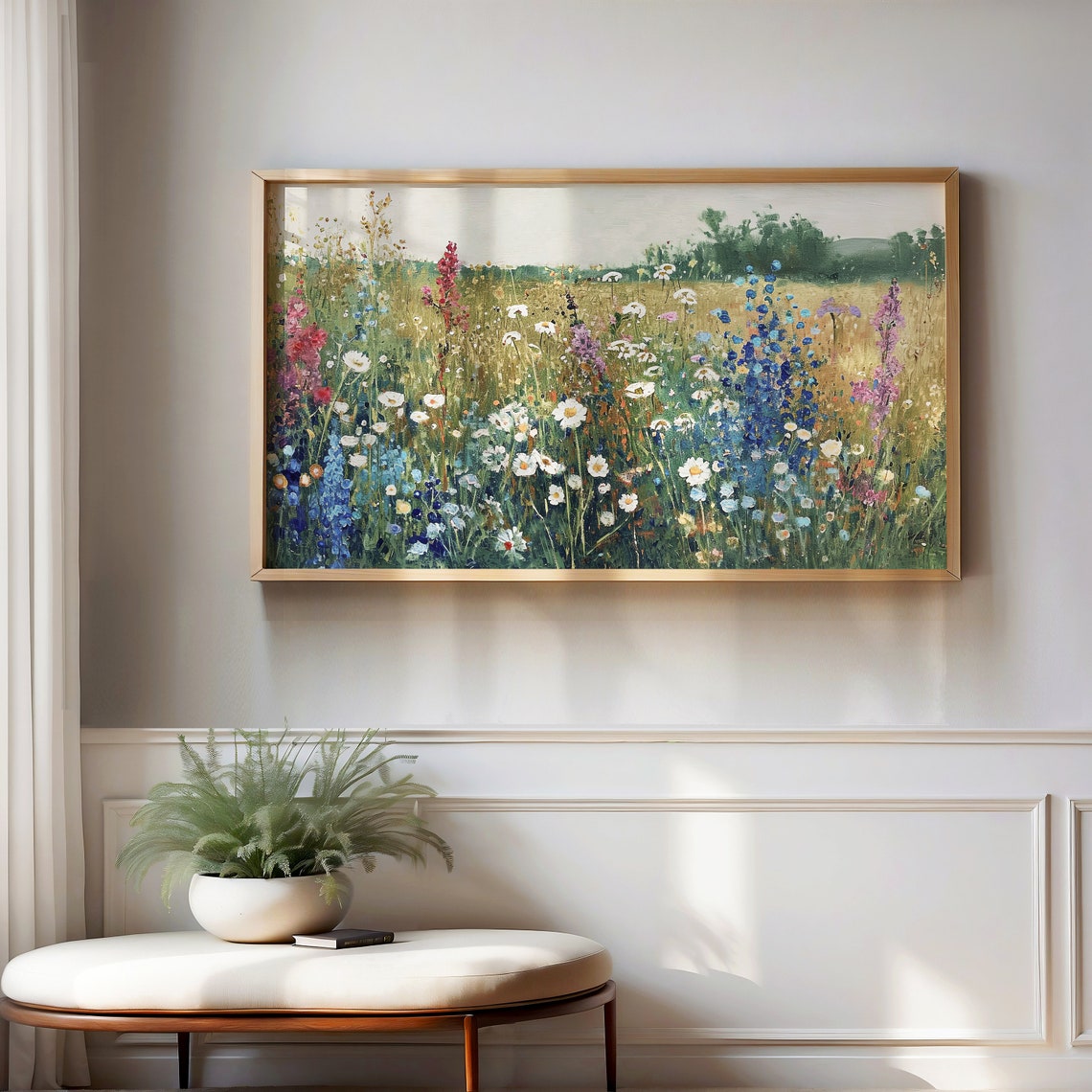 Colorful Wildflower Field Daisies Meadow Impressionist Poster - Image 3