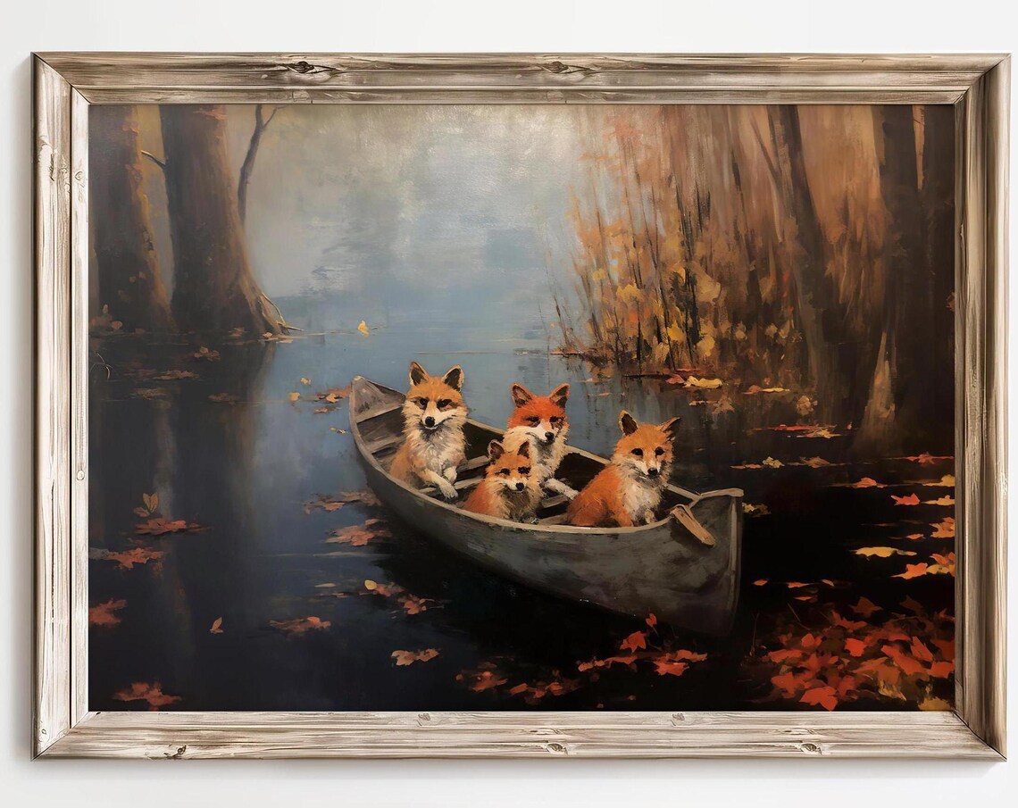 Vintage Fox Wall Art Print, Cottage Decor