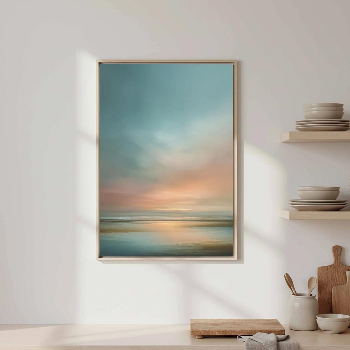 Abstract Sunset Ocean Art Print, Modern Minimalist