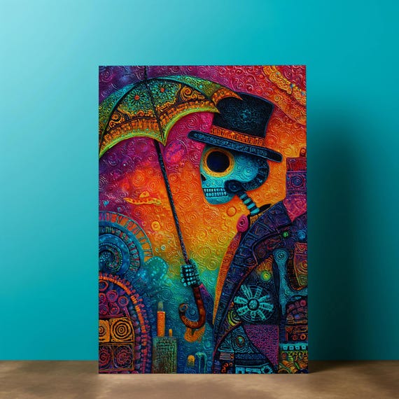 Day Of The Dead Canvas Art Mexican Skeleton Wall Print