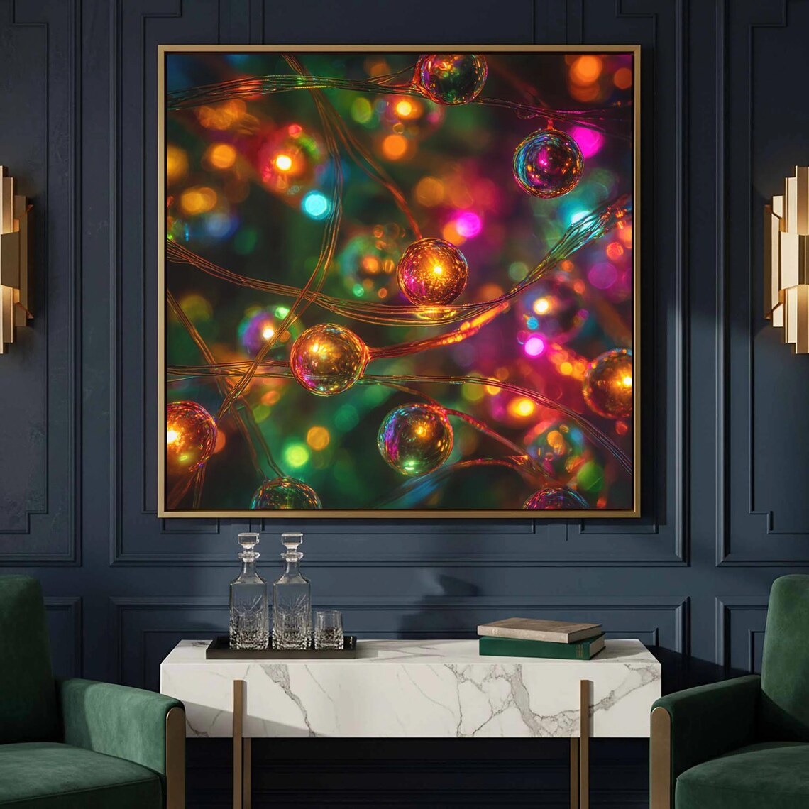 Christmas Lights Bokeh Colorful Glass Ornament Holiday Art Poster